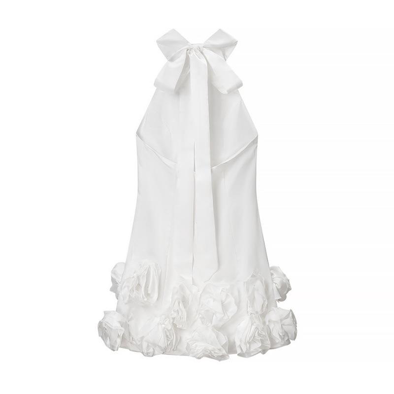 Women's Fashion Flower Ruffle High Neck Halter Dress - 2025 Collection