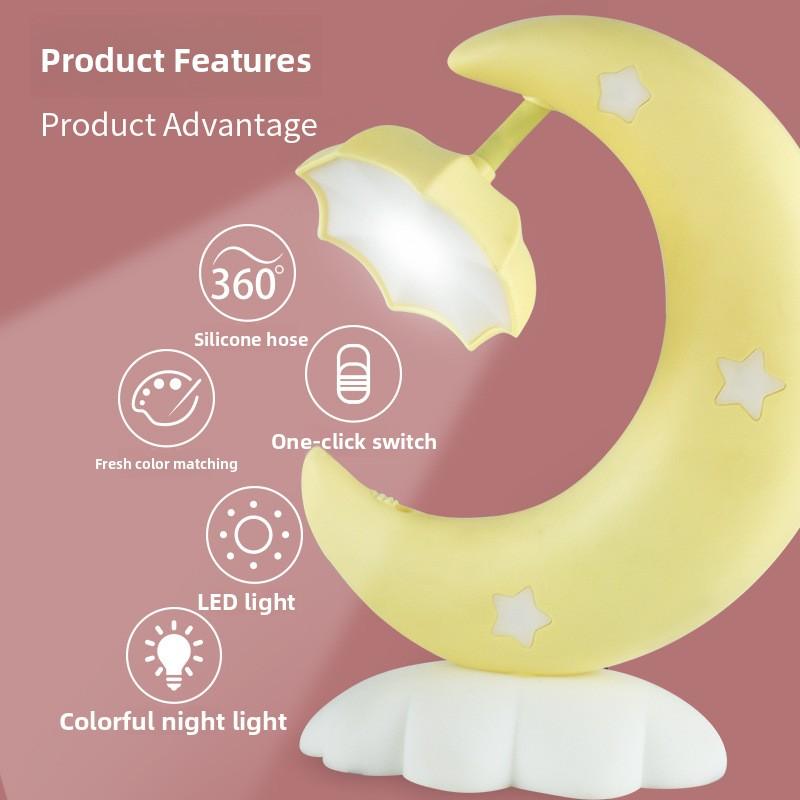 Niedliches LED Mond Nachtlicht USB Wiederaufladbare Nachttischlampe für Schlafzimmer Schreibtisch Dekolampe Kinder Weihnachtsgeschenk