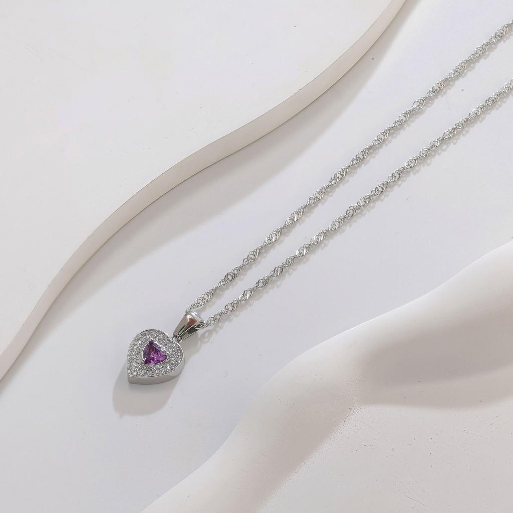 Multi-Color Love Diamond Necklace Women'S Suit Light Luxury Temperament Simple Versatile Collarbone Chain Pendant Jewelry
