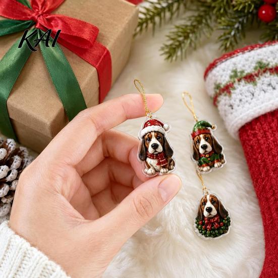 Autumn Theme Dog Decor 2026 Advent Calendar, 24-Days Christmas Countdown Calendar with 24 Festive Puppy Lover Box Ornament, 2D Acrylic Cartoon