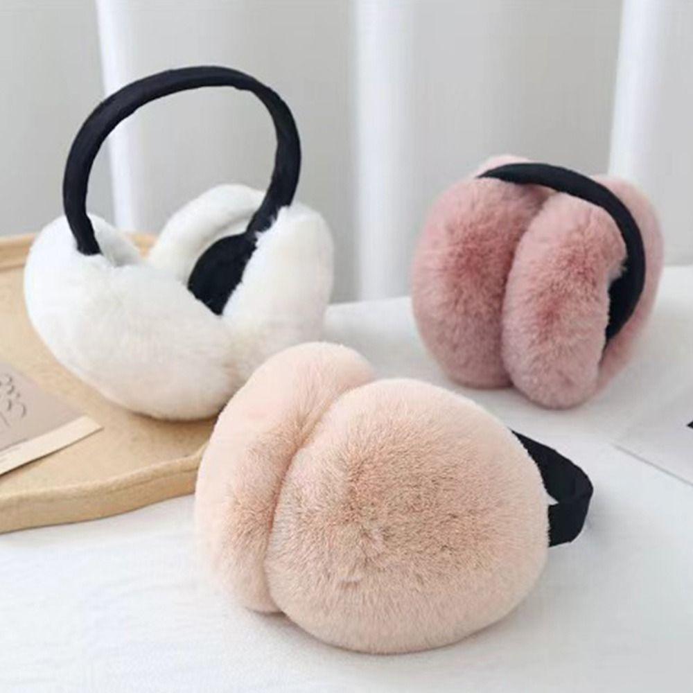 Foldable Warm Ear Cushions Rabbit Hair Ear Warmers Cartoon Earmuffs  Students