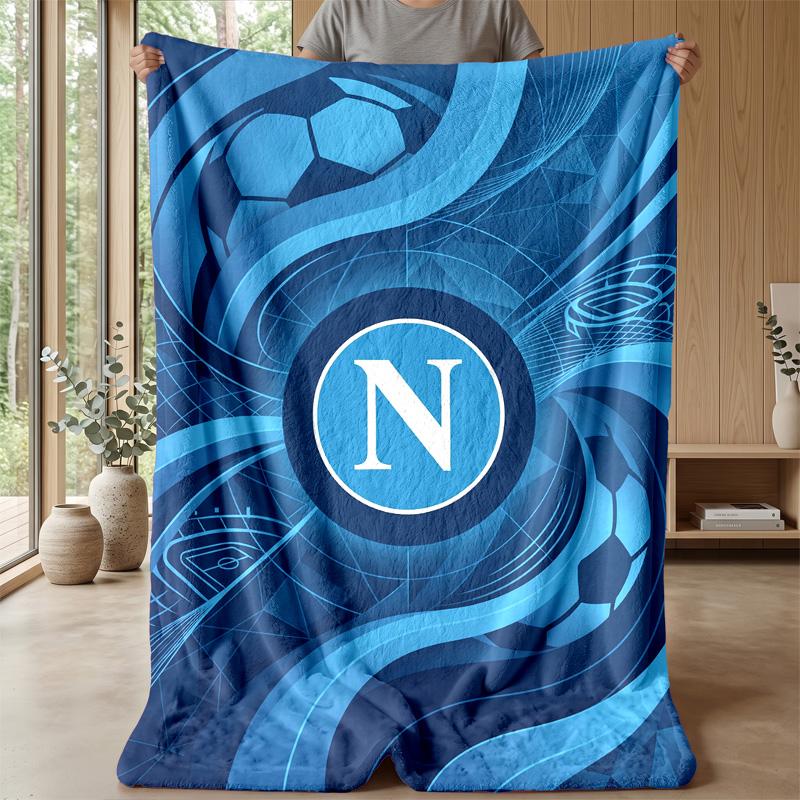Coperta in Pile di Flanella Morbida Napoli FC Leggera Accogliente Calda Coperta da Lancio per Divano Letto Decorazione per la Casa