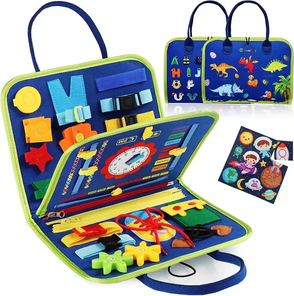 Kids Montessori Suitcase Toys Educational Learning Buckle Training Essential Baby Busy Board Sensory Intelligence Developing