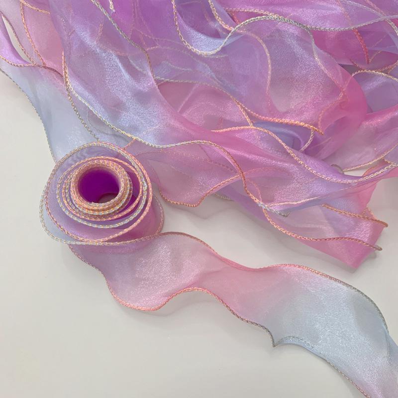 10Yards Wave Edge 6cm Wide Gift Wrapping Gradient Sewing Supplies Craft Accessories for Headwear Hat DIY Fishtail Yarn