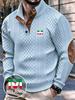 Men's Casual Shirts Long Sleeve Polo Shirts Stand Collar Pullover Sweater Quarter Button Sweaters with Pattern Print for Fall, Winter Daily Wear