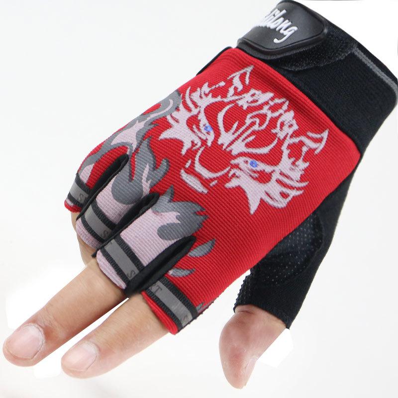 

Eating Chicken Half Finger Gloves Outdoor Sports Wolf Head PlayerUnknown s Battlegrounds Sunscreen One Size - красный
