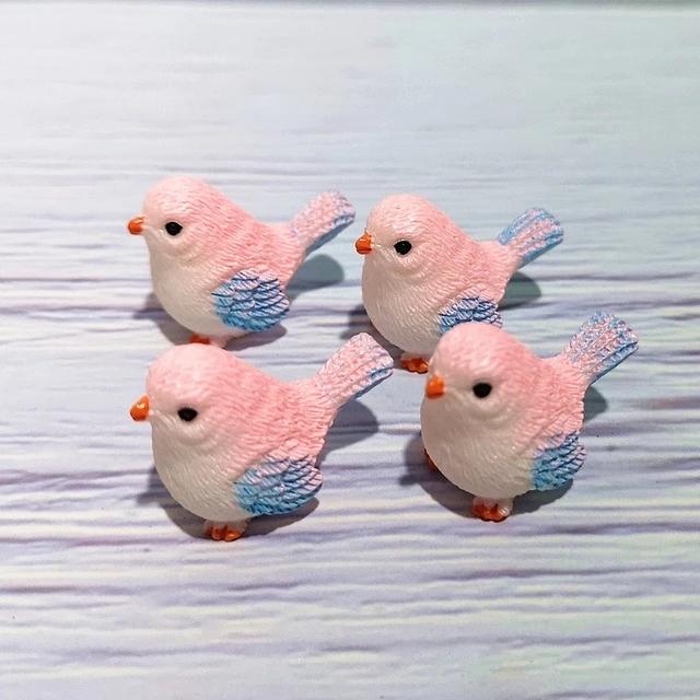 4 Pcs/set Resin Home Ornament Cute Little Birds Animal Model Figurine Glass Decor Miniature Craft Garden DIY Accessories