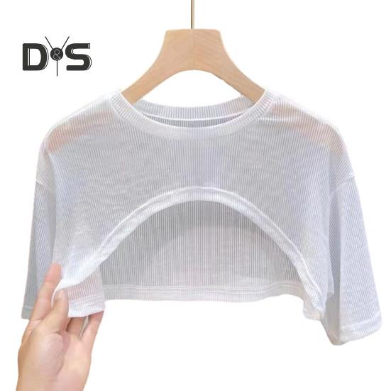 Bluzki z filtrem przeciwsłonecznym damskie z krótkim rękawem i okrągłym dekoltem T-shirt w jednolitym kolorze Cienkie z efektem perspektywy Styl swetra Casual Tops