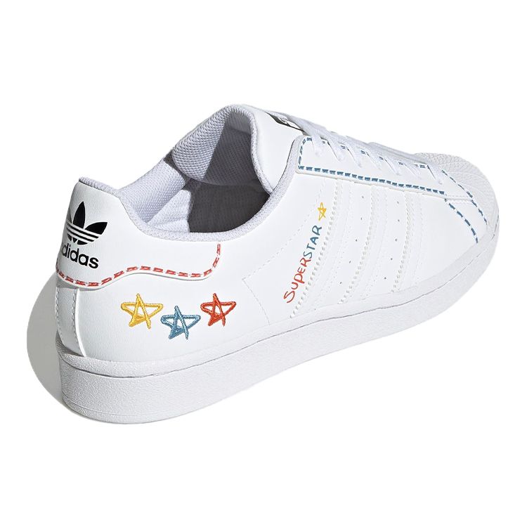 Adidas Originals Superstar Series Casual Breathable Low-Top Skate Shoes Unisex Sneakers White Blue Yellow GZ3034