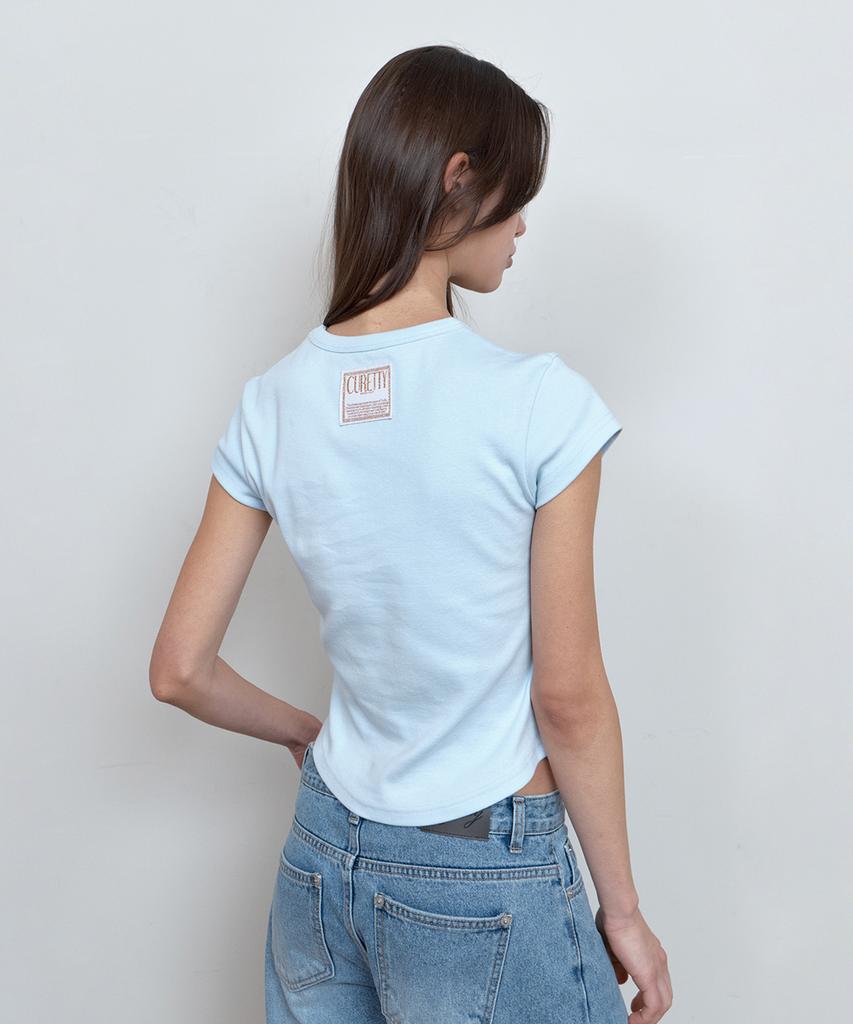 Kyuliti C 90S Line Basic T-Shirt_Light Blue