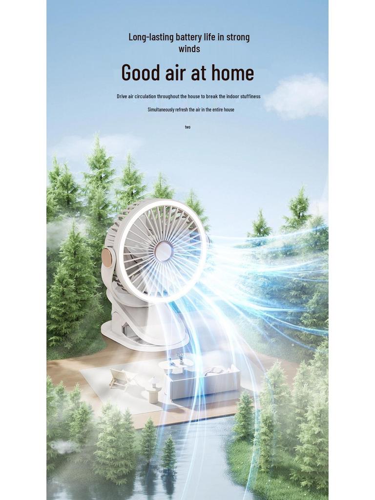 Multifunctional Wall-Mounted Clip Fan with Night Light - Ideal for Dorms & Offices