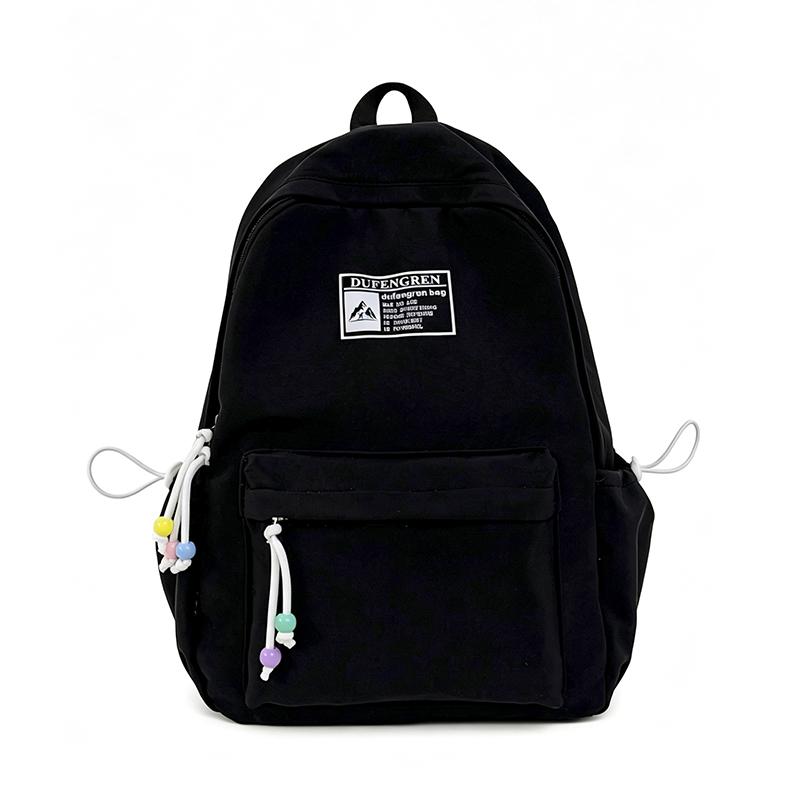 

Solid Color Nylon Backpack Lightweight Student Schoolbag Large Capacity Backpack чорний