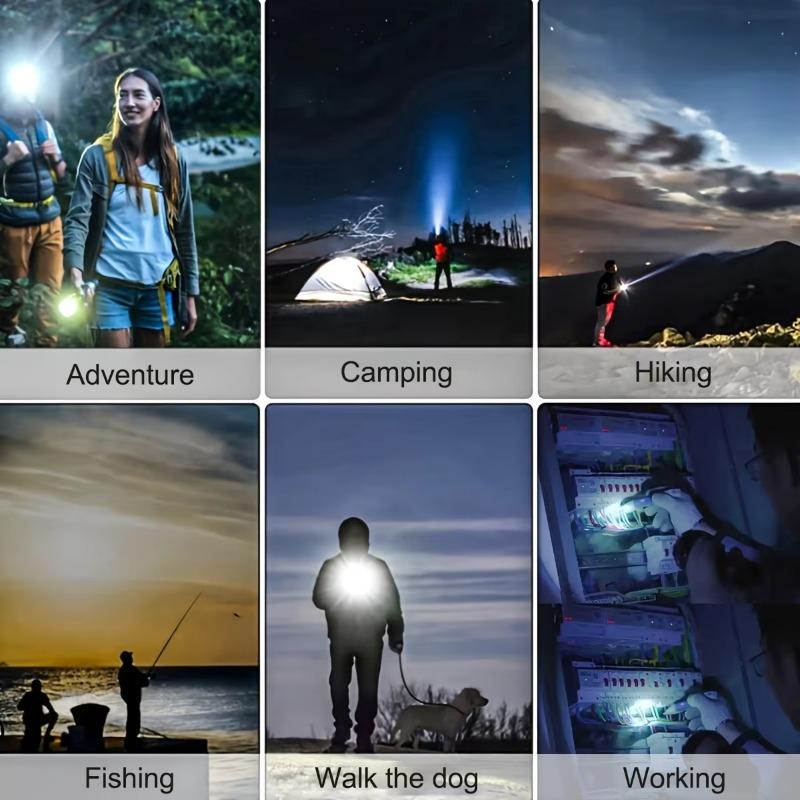 High Power LED Handheld Flashlight with Power Display, Strong Light & Side Light, Bright Torch for Camping, Hiking and Outdoor Emergency Use