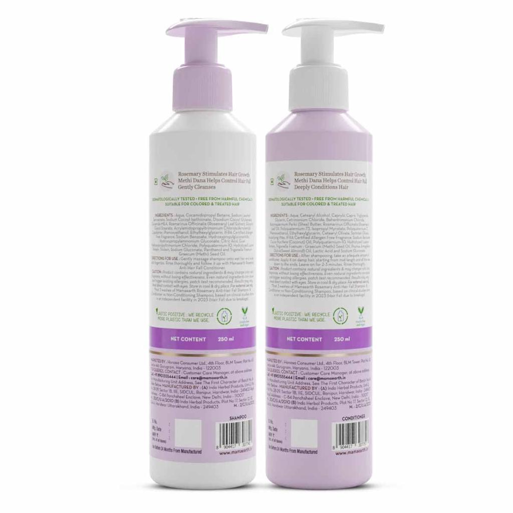 Mamaearth Rosemary Anti-Hair Fall Combo Shampoo + Conditioner 250 ml Each For Stronger, Softer Hair