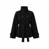 Womens Loose Turtleneck Vintage Button Cardigan Wool Blend Coat Street Style Casual Outerwear