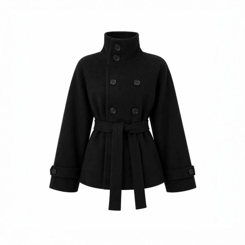 Womens Loose Turtleneck Vintage Button Cardigan Wool Blend Coat Street Style Casual Outerwear