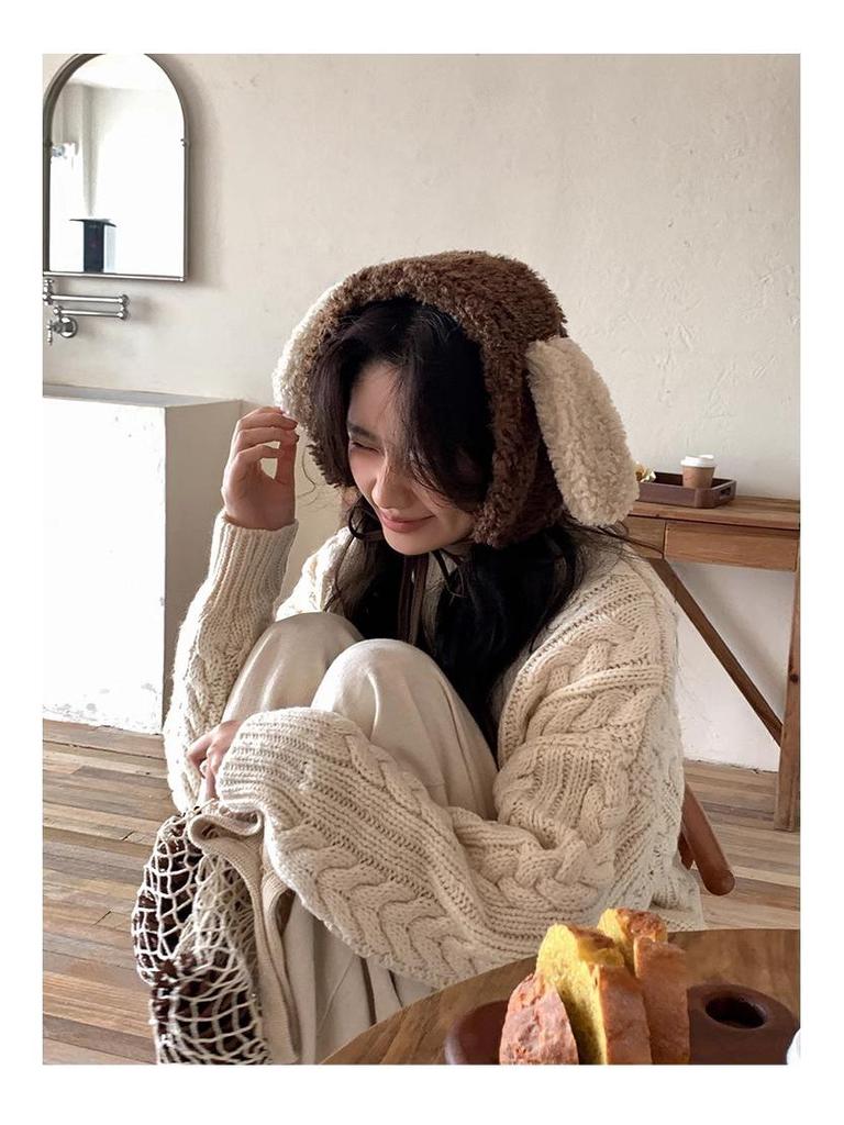 Korean Style Cute Puppy Plush Earmuffs: Women's Winter Windproof Ear Warmers