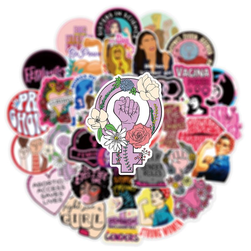 50 feministiske bevegelser Graffiti-klistremerker Samme søte klistremerker Vtuber Bagasje-klistremerker Krus-klistremerker Notatbok-dekorasjon-klistremerker Vanntette klistremerker
