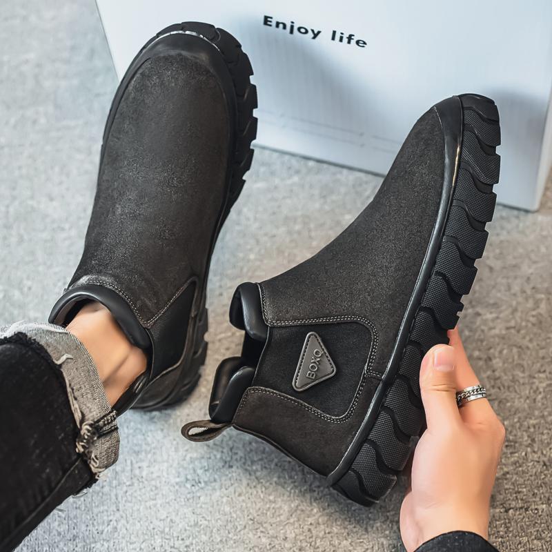 Man High Top Casual Men Shoes Flat Botas Chelsea De Hombre Autumn Khaki Chelsea Boots for Men Comfort Slip-on Ankle Boots for