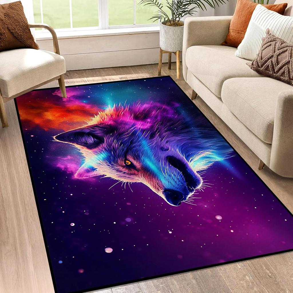 Galaxy Area Rug Outer Space Starry Sky Large Carpet for Home Living Room Bedroom Sofa DecorCarpet Dark Blue Non-slip Floor Mat