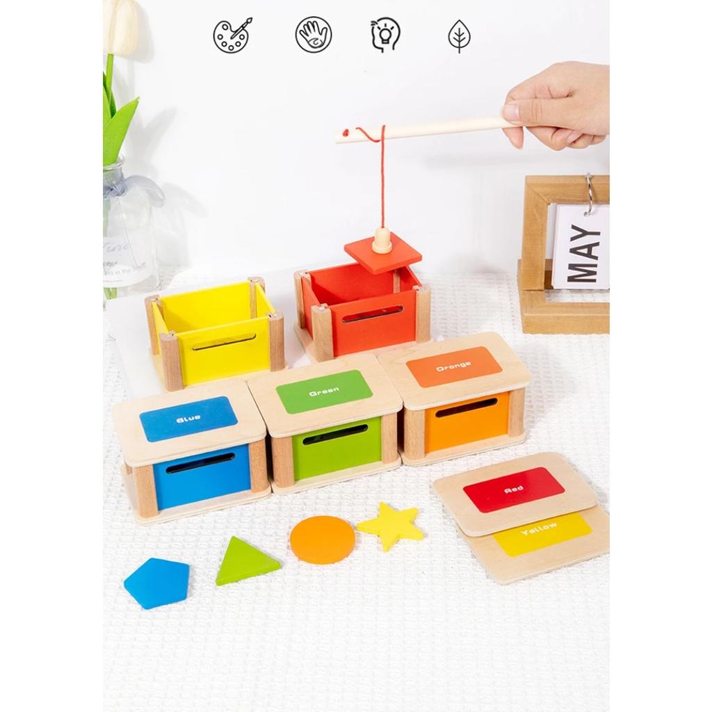 Baby Montessori Color Shape Sorting Toys Wooden Fine Motor Training Sensory Coin Box Magnetic Matching Games Educational Toys