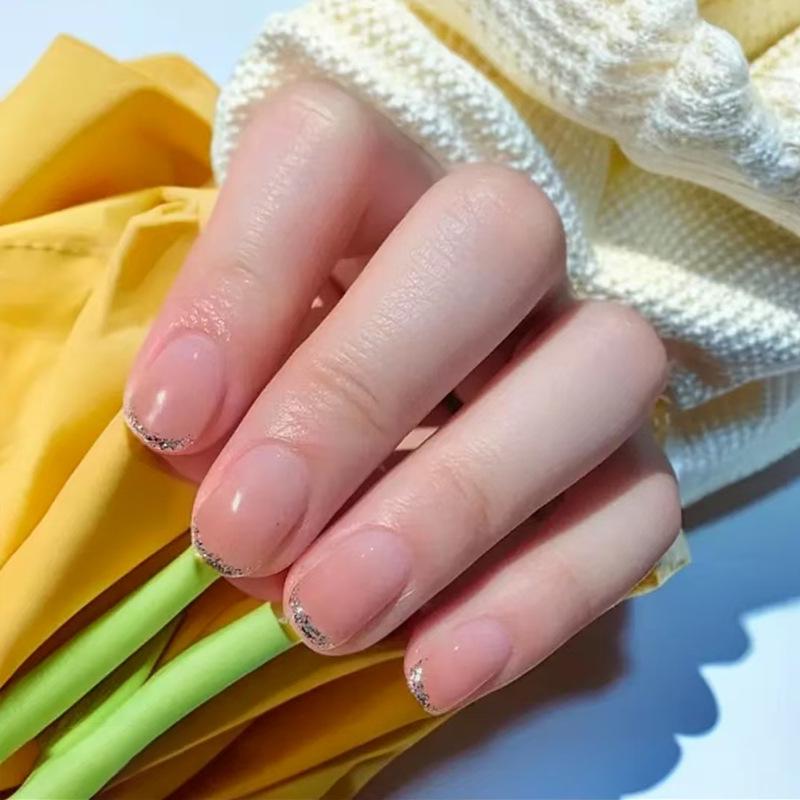 

Elegant Shimmer Gradient Press-On Nail Tips - High-End Short Nail Art. 6123-French Gradient [Glue Type]