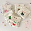 Square Embroidery Cherry Cosmetic Bag Cat Small Storage Bag Sanitary Napkin Storage Bag  Travel