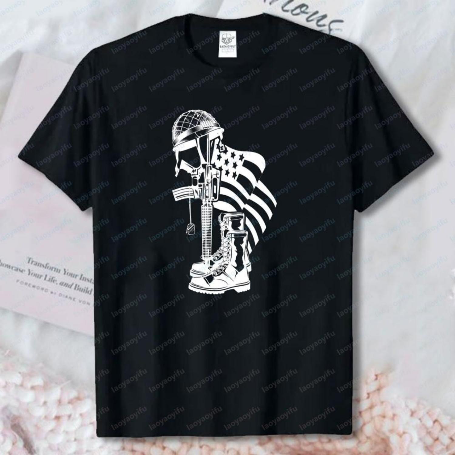 

Memorial Day TShirt Battle Cross Design Tops Veteran Heritage Cotton Tee Simple Vintage Classic Patriotic Camisetas for Men XXXXXL чорний