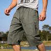Men's Loose Fit Knee Length Cargo Shorts with Elastic Waistband and Multiple Pockets for Everyday Wear Outdoor Activities