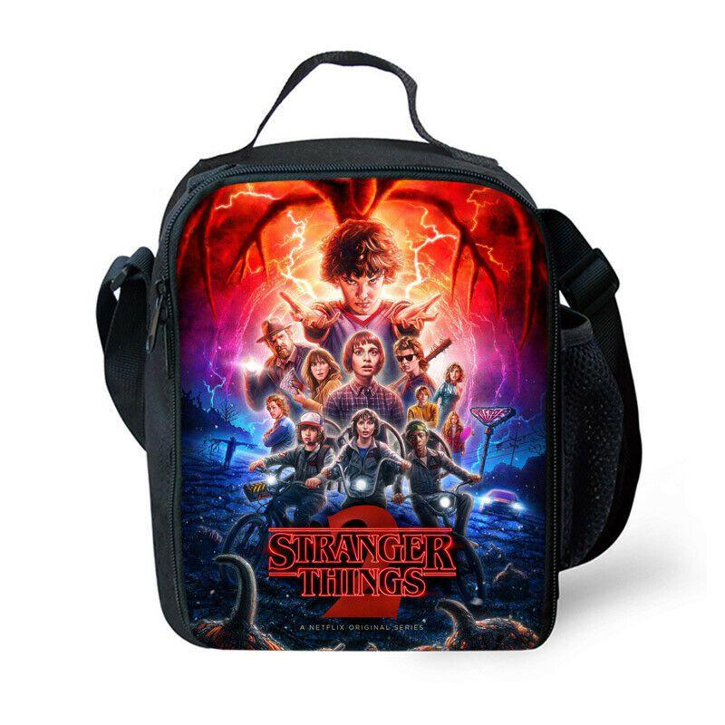 Stranger Things Insulated Lunch Box Bag Durable Oxford Backpack For Outdoor Picnic And Beach With Smooth Zipper