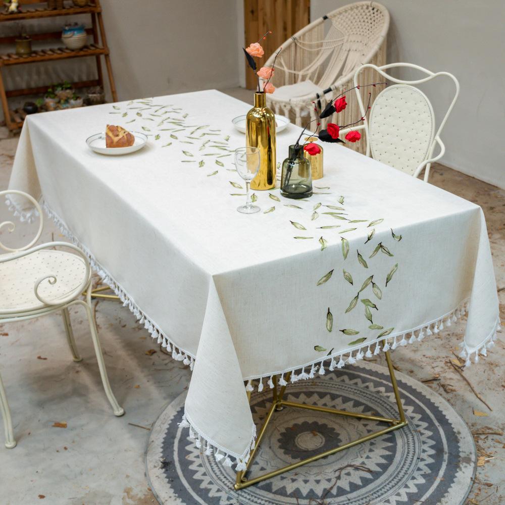 Book Tablecloth Cotton And Linen Pastoral Tablecloth For Rectangular Fringed Lace Tablecloth