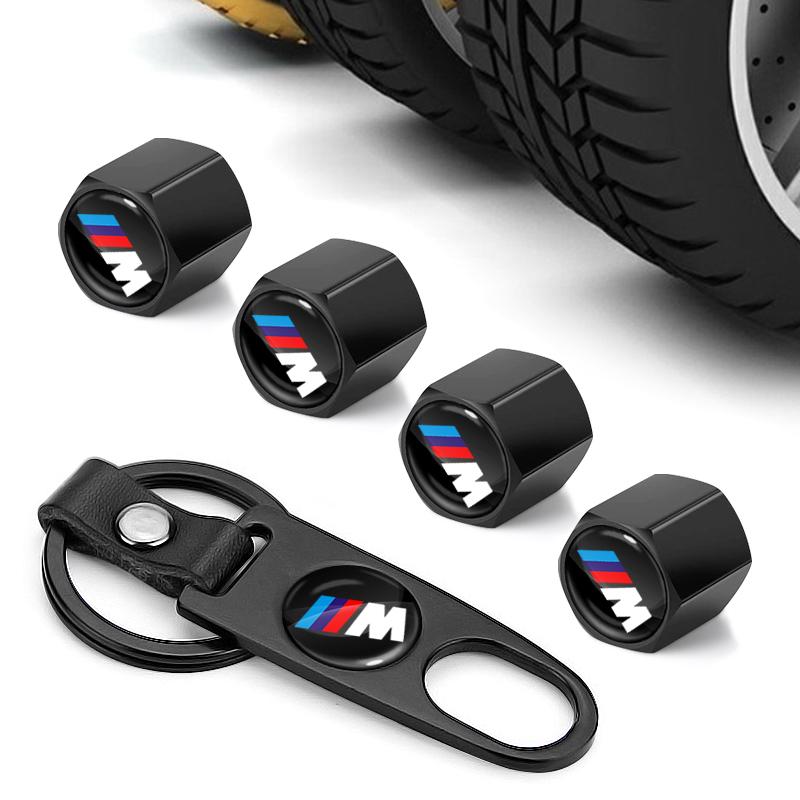 Fashion Car Tire Valve Caps with Car Badge Keyring Keychain Set For BMW M E34 E36 E60 E90 E46 E39 E70 F10 F20 F30 X5 X6 X1 M3 M5 M6 E71 F01 F02 F87