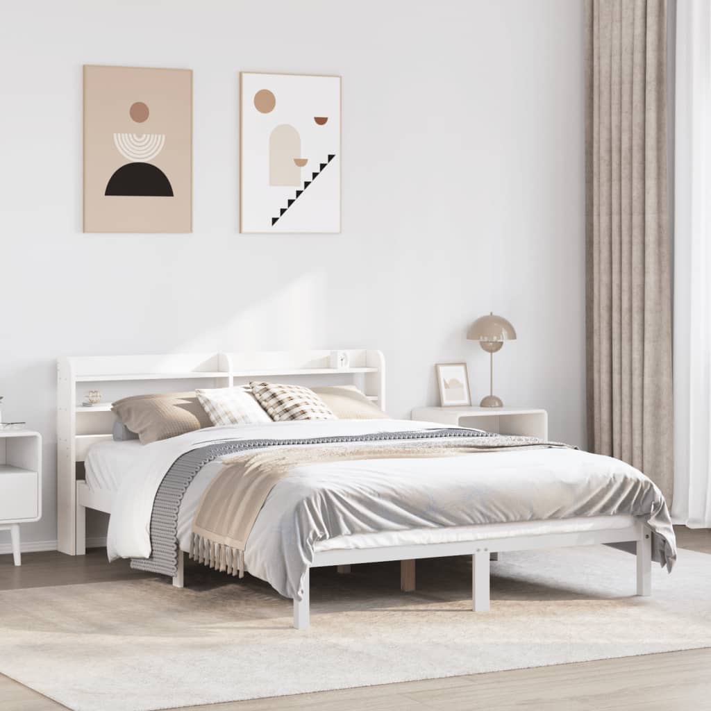 Solid Wood Bed Without Mattress White 140 X 190 Cm Pine Wood