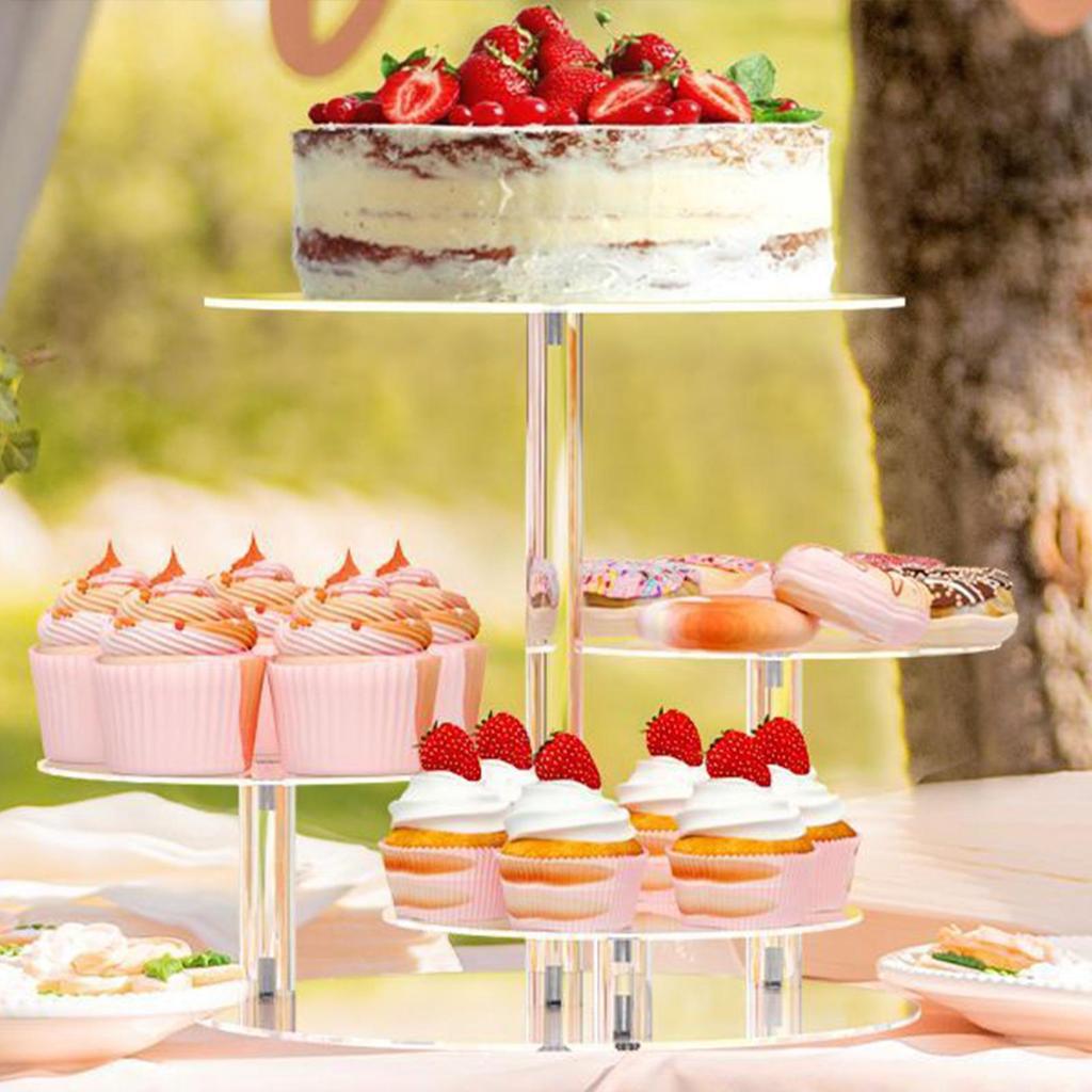 Cupcake Holder Stand Acrylic 4-Tier Display Modern Decor Cup Cake Stand Dessert Display For Cookie Snack Food Pastry Candy