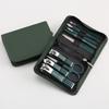 Dark Green Zipper Bag 6/9-Piece Beauty Set: Nail Clippers, Eyebrow Trimmer, Tweezers, Ear Spoon.