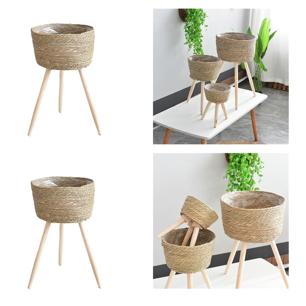Lightweight Durable Woven Floor Vase Pots Holder Display Flower Basket Rack for Balconies Office Living Room Decoration