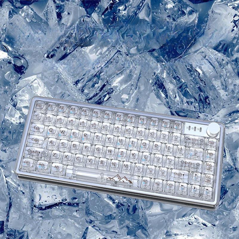 Transparent Mechanical Keyboard Customized Wired RGB Hot Pluggable Glass Axis Gaming Esports Keyboard High Penetration Key Cap