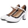 Elegant Women's Block High Heels Fashion Mary Janes Shoes Black White Heeled Party Wedding Shoes Ladies Dress Pumps 2025