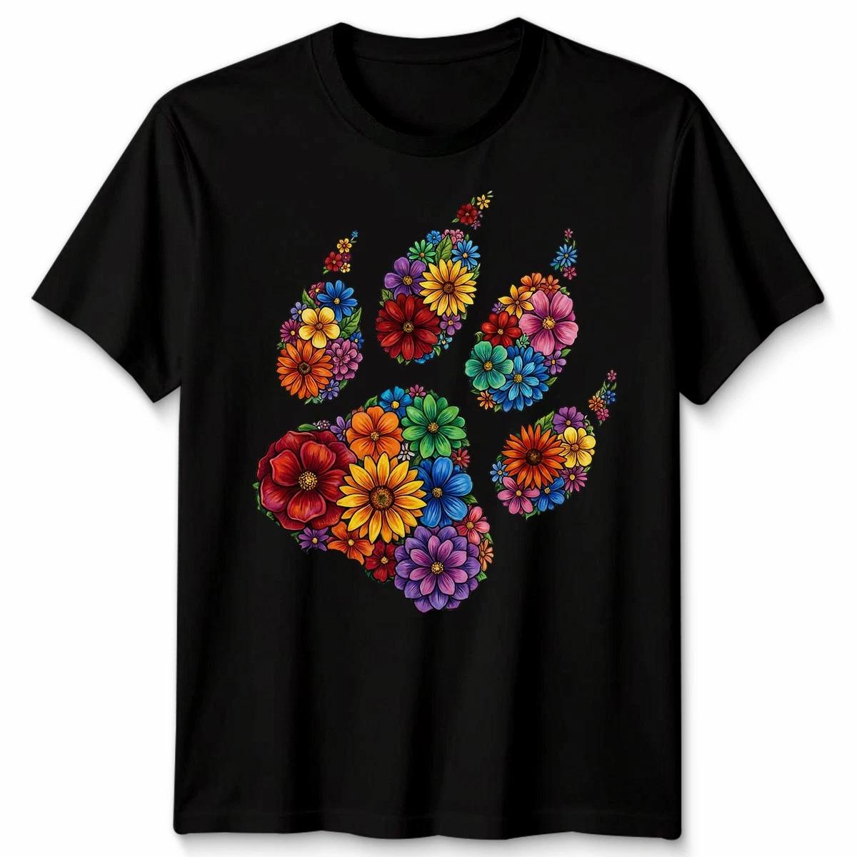Dog Paw Flowers Graphic Shirt for Dog Mom Pet Owners S
