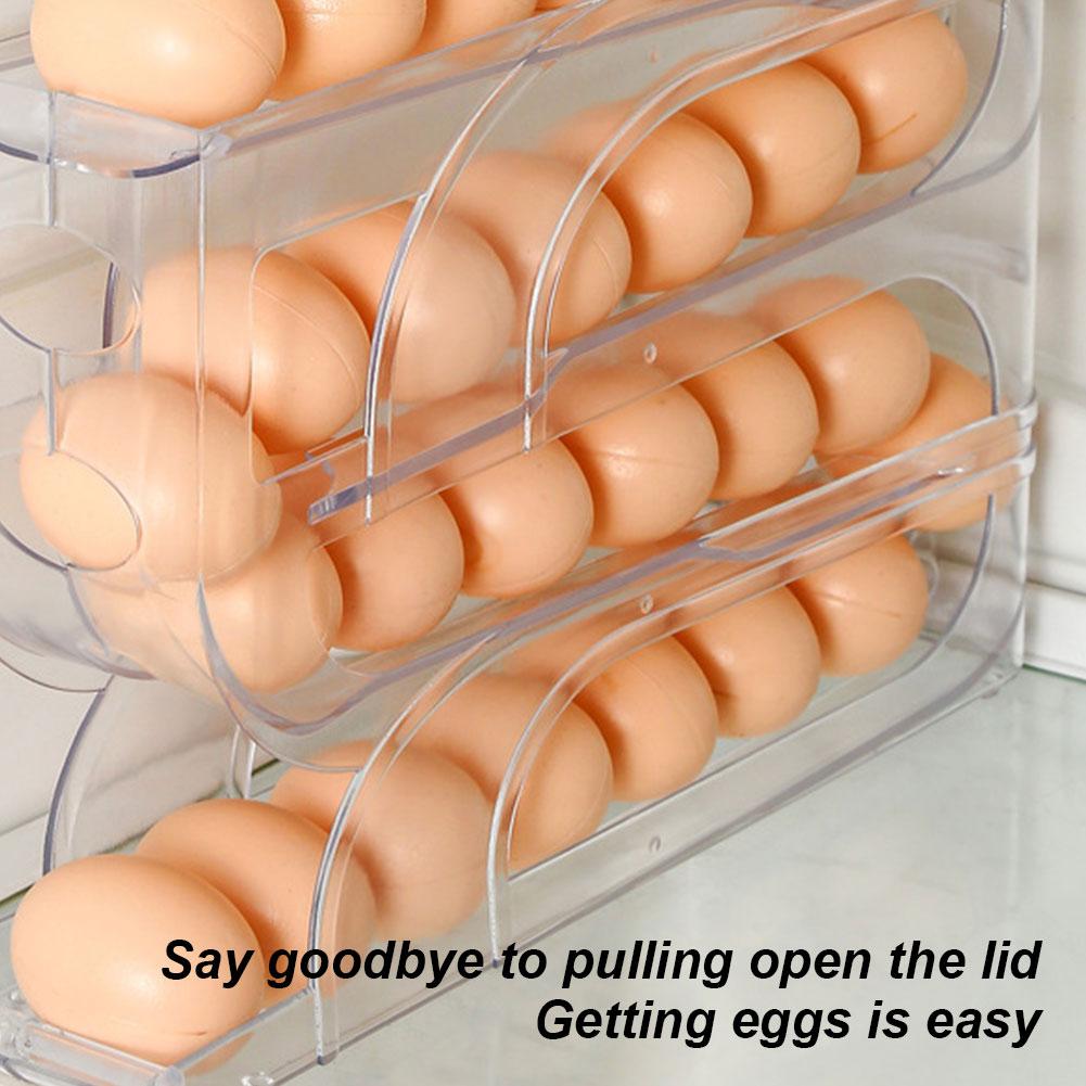 Automatic Scrolling Egg Rack Holder Storage Box Egg Refrigerator For Kitchen Basket Container E Z2Q3