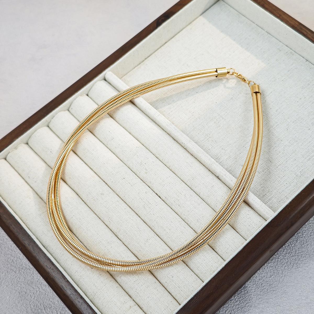 Преувеличенное Многослойное Геометрическое Круглое Ожерелье Высокого Класса, Персонализированная Простая Металлическая Цепочка на Ключицы