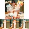 Fluffy Happy Cat Long Pillow Plush Toy Charming Cat Stuffed Doll For Cozy Comfort