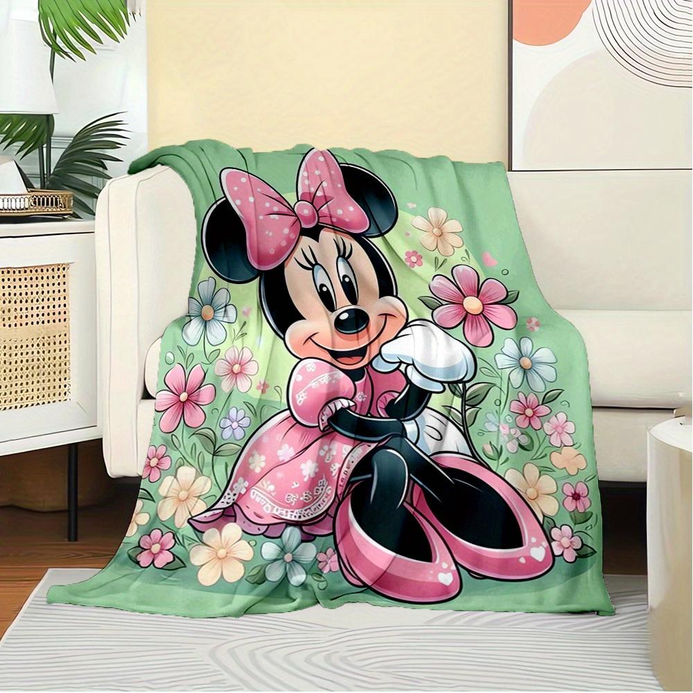 1pc Flannel Minnie Mouse Flower Bedding Throw Blanket Sofa Cover Gift Home Decor Lightweight Soft Warm Throw Blanket for