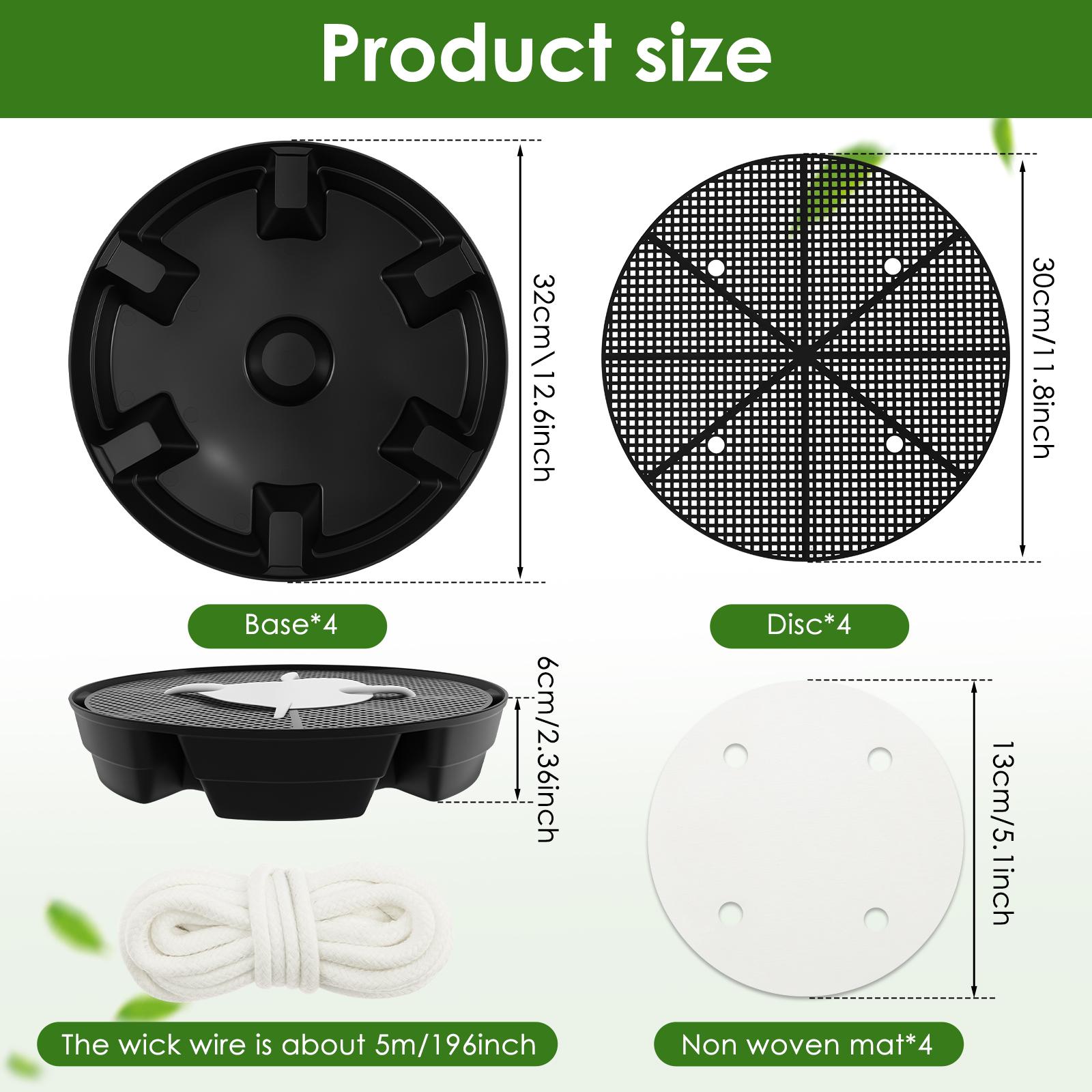 

4Pcs Flower Pot Base 2.8L Capacity Self Watering Plant Saucer with Mesh Holes Plant Water Catcher Drip Tray Garden Accessories