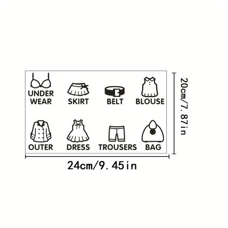 PVC Wardrobe Clothing Label Decal Sort Wall Decals Stickers Tag Clothes Classification Labels Bedroom Art Sticker