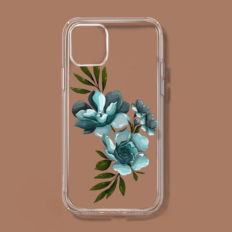 Flower Bud pattern Phone Case Transparent soft For iphone 11 13 12 14 x xs xr pro max mini plus