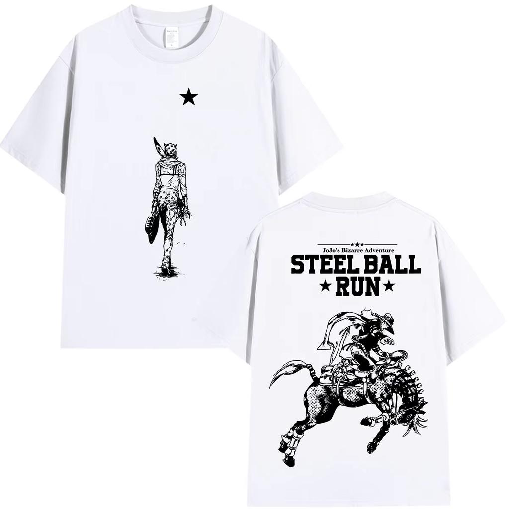 Hot Sale Anime JoJo Bizarre Adventure STEEL BALL RUN Johnny Joestar T-shirt Men Women Graphic Oversized T Shirt Breathable Streetwear Casual Tees