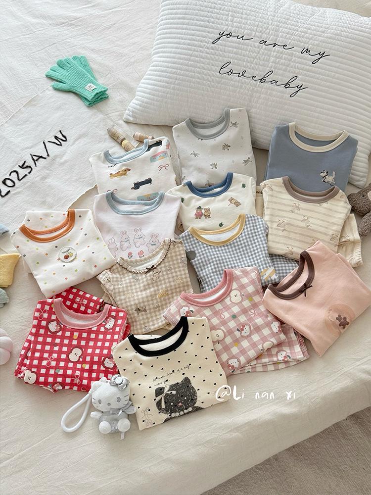 88273 Kinder Woll-Lycra Herbst/Winter Pyjama-Set 2025 - Jungen Langarm Homewear