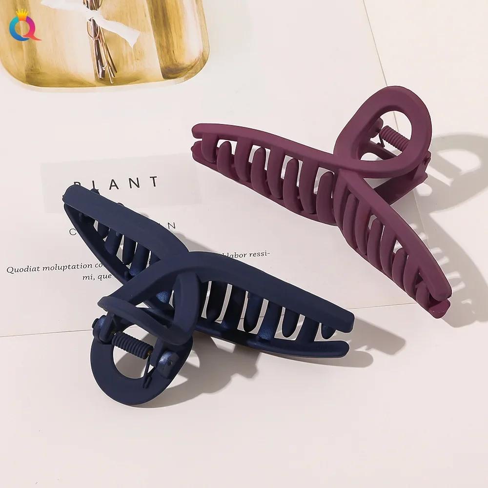 11cm Women Hair Clip Cross Matte Hairpin Fashion French Elegant Hairgrips Large Hair Claw Clips Girls Korean Hair Accessories