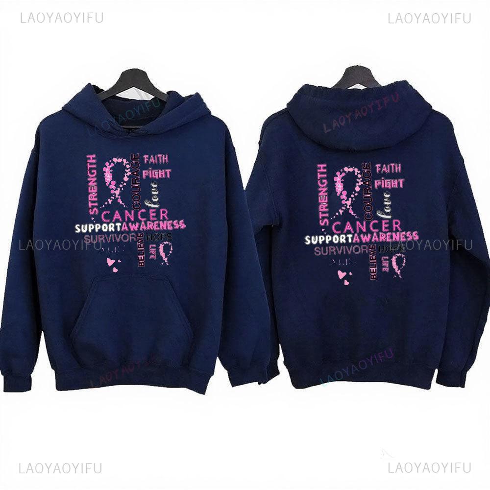 Cancer Hoodie Breast Cancer Hoodie Cancer Hoodie Pocket Adjustable Drawstring Sportswear Autumn and Winter Keep Warm